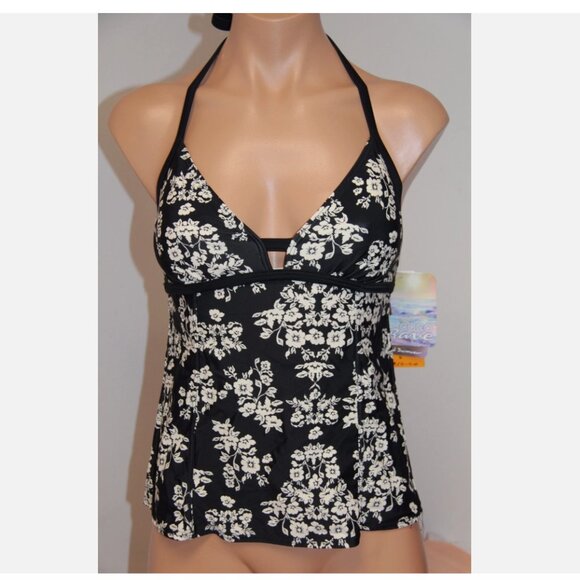NWT Coco Rave Swimsuit Bikini Tankini Top Sz M 34 B/C cup Jet black - Picture 1 of 4